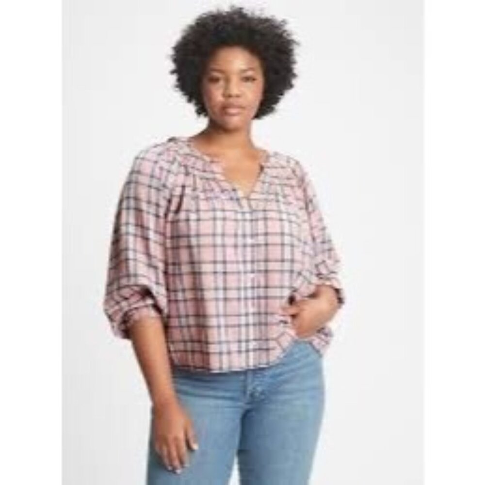Women's Gap Plaid Peasant Top, size small